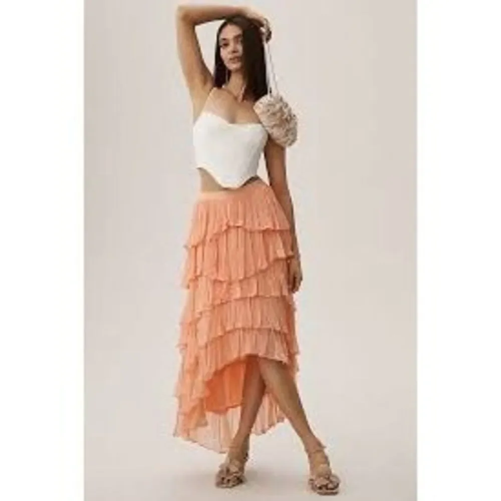 Anthropologie Tiered Ruffle High-Low Skirt
